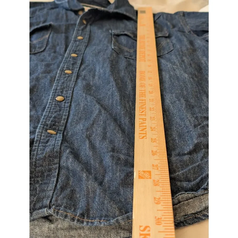 Wrangler Denim Western Pearl Snap Front Shirt Dark Wash XL